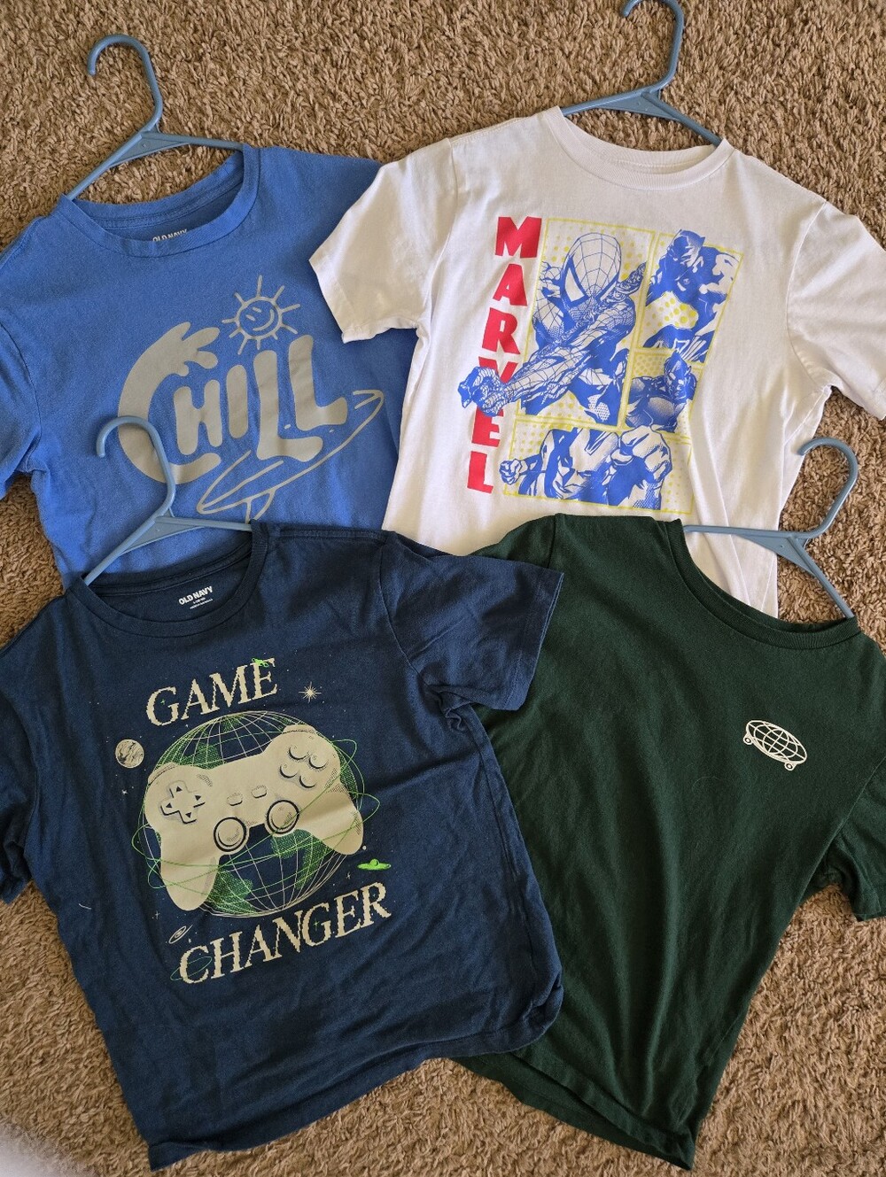 Old Navy Kids Graphic Tee Bundle - White, Blue, Navy & Green Tops